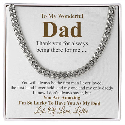 Personalized Christmas gift from daughter, Father's Day Chain Necklace, To My Dad Gift, Papa Gift, Chain For Dad, Dad Birthday Gift lottie