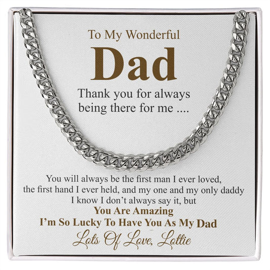 Personalized Christmas gift from daughter, Father's Day Chain Necklace, To My Dad Gift, Papa Gift, Chain For Dad, Dad Birthday Gift lottie