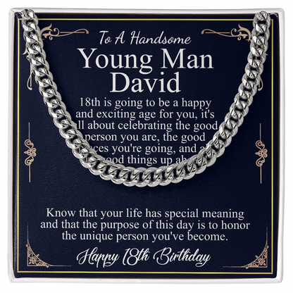 18th Birthday Gift For Him, 18th Birthday Present For Man, Personalized Gift for 18 Year Old Male, 18th Birthday Gift Son from Mom, Dad david