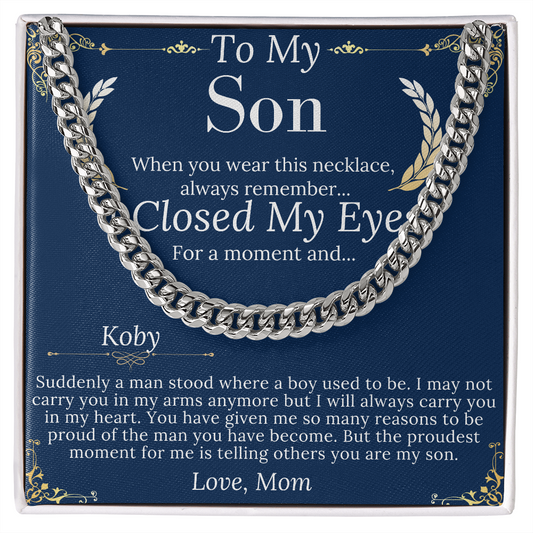 Son Christmas Gift, Sentimental Son Gifts from Mom, Son Chain Necklace, Mother to Son Gift, Son Birthday,Valentine Gifts for Son from Mother koby