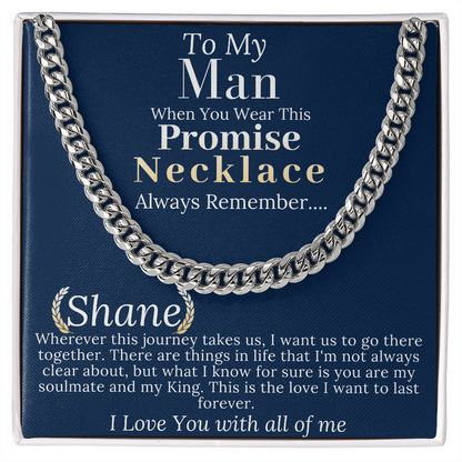 Boyfriend Promise necklace For Him, Boyfriend Christmas Gift, Mens Chain Necklace Christmas Gift For Soulmate, Husband Christmas Gift #0943 Shane
