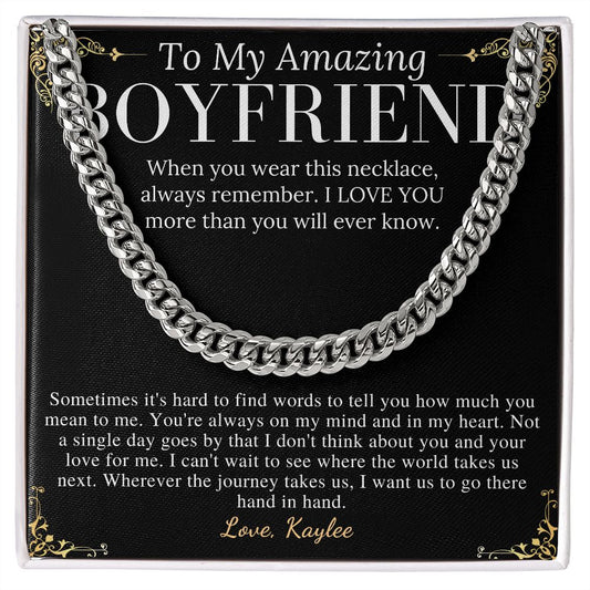 Meaningful jewelry Gift Chain Necklace For Anniversary to Boyfriend from Girlfriend with Personalized Message Card kaylee