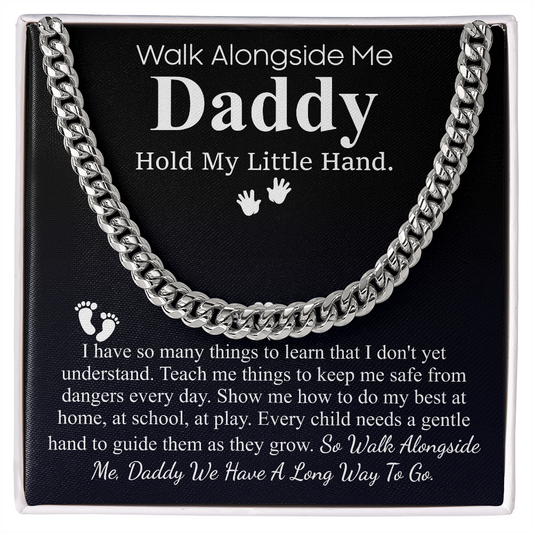 Meaningful Jewelry Gift Fathers Day Gift From Kids, Custom First Father's Day, Daddy Cuban Chain from Baby, from Wife, Best Dad Ever, 1st Father's Day Necklace Gift, Gift from New Born with Messege Card