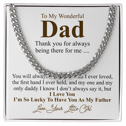 Personalized fathers day gift from daughter, Father's Day Chain Necklace, To My Dad Gift, Papa Gift, Chain For Dad, Dad Birthday Gift little girl