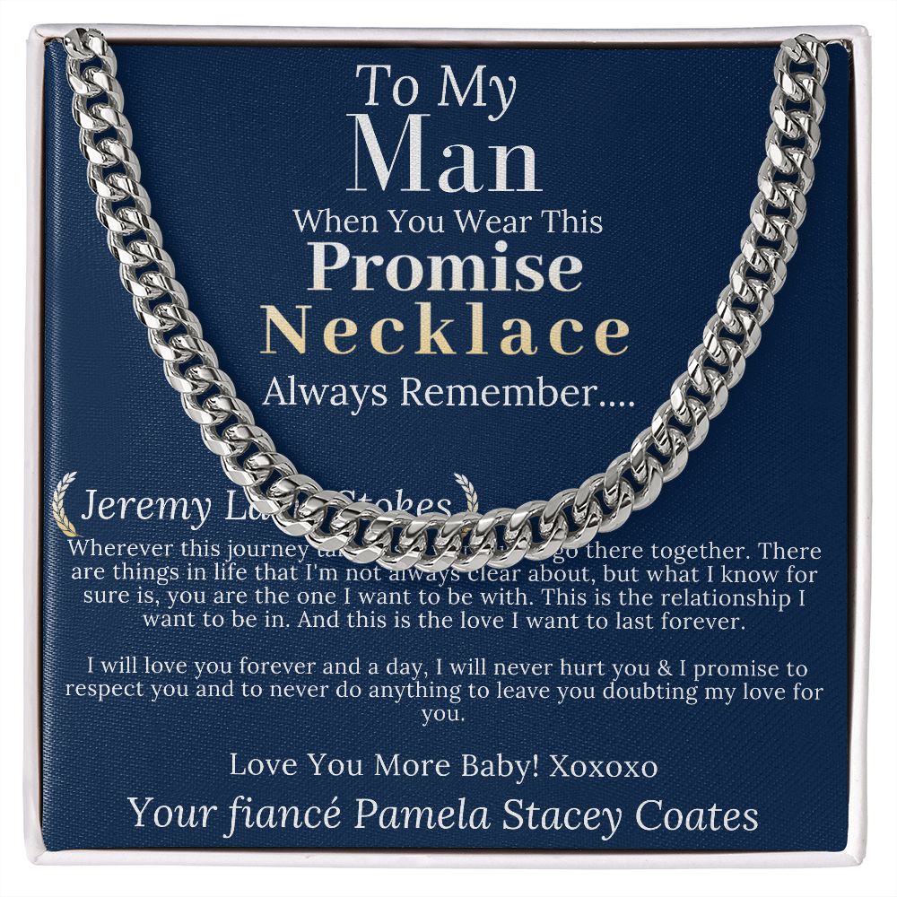 Boyfriend Promise necklace For Him, Boyfriend Christmas Gift, Mens Chain Necklace Christmas Gift For Soulmate, Husband Christmas Gift #0943 jeremy lacie