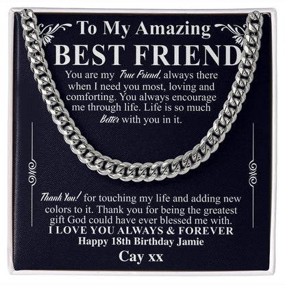 To My Male Best Friend Curb Chain Necklace, Birthday Gift for Guy Friend, Birthday Gift for Male Best Friend, Male Friend Gifts Ideas Cay