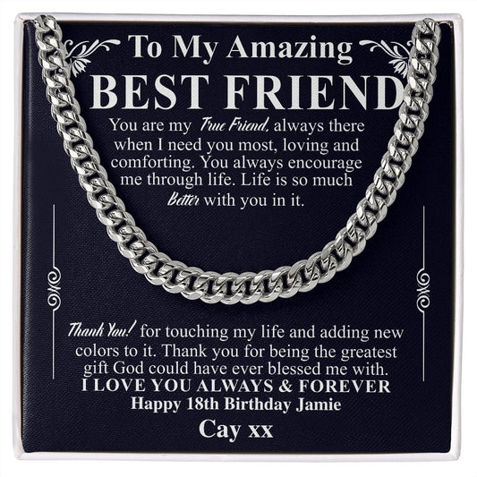 To My Male Best Friend Curb Chain Necklace, Birthday Gift for Guy Friend, Birthday Gift for Male Best Friend, Male Friend Gifts Ideas Cay