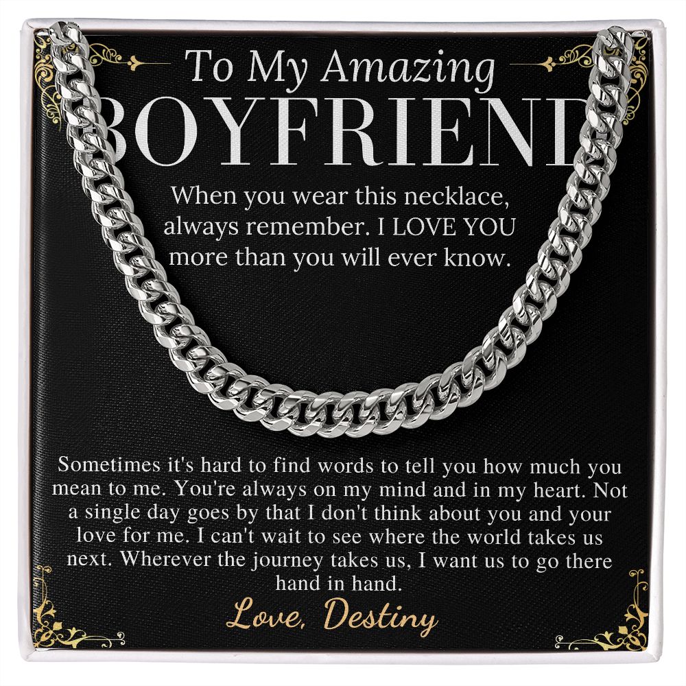 Meaningful jewelry Gift Chain Necklace For Anniversary to Boyfriend from Girlfriend with Personalized Message Card Destiny