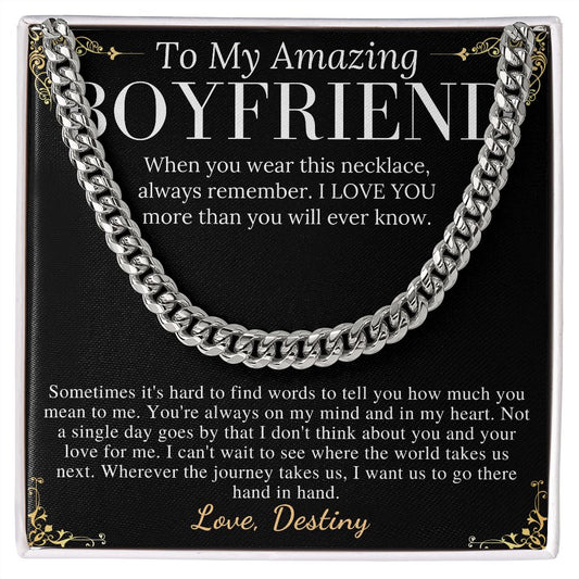 Meaningful jewelry Gift Chain Necklace For Anniversary to Boyfriend from Girlfriend with Personalized Message Card Destiny