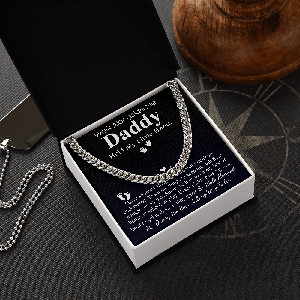 Meaningful Jewelry Gift Fathers Day Gift From Kids, Custom First Father's Day, Daddy Cuban Chain from Baby, from Wife, Best Dad Ever, 1st Father's Day Necklace Gift, Gift from New Born with Messege Card