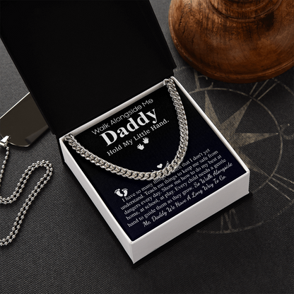 Meaningful Jewelry Gift Fathers Day Gift From Kids, Custom First Father's Day, Daddy Cuban Chain from Baby, from Wife, Best Dad Ever, 1st Father's Day Necklace Gift, Gift from New Born with Messege Card