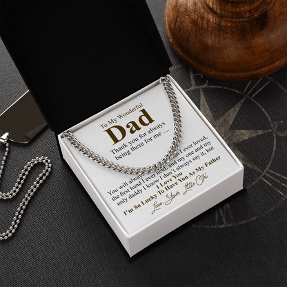 Personalized fathers day gift from daughter, Father's Day Chain Necklace, To My Dad Gift, Papa Gift, Chain For Dad, Dad Birthday Gift little girl
