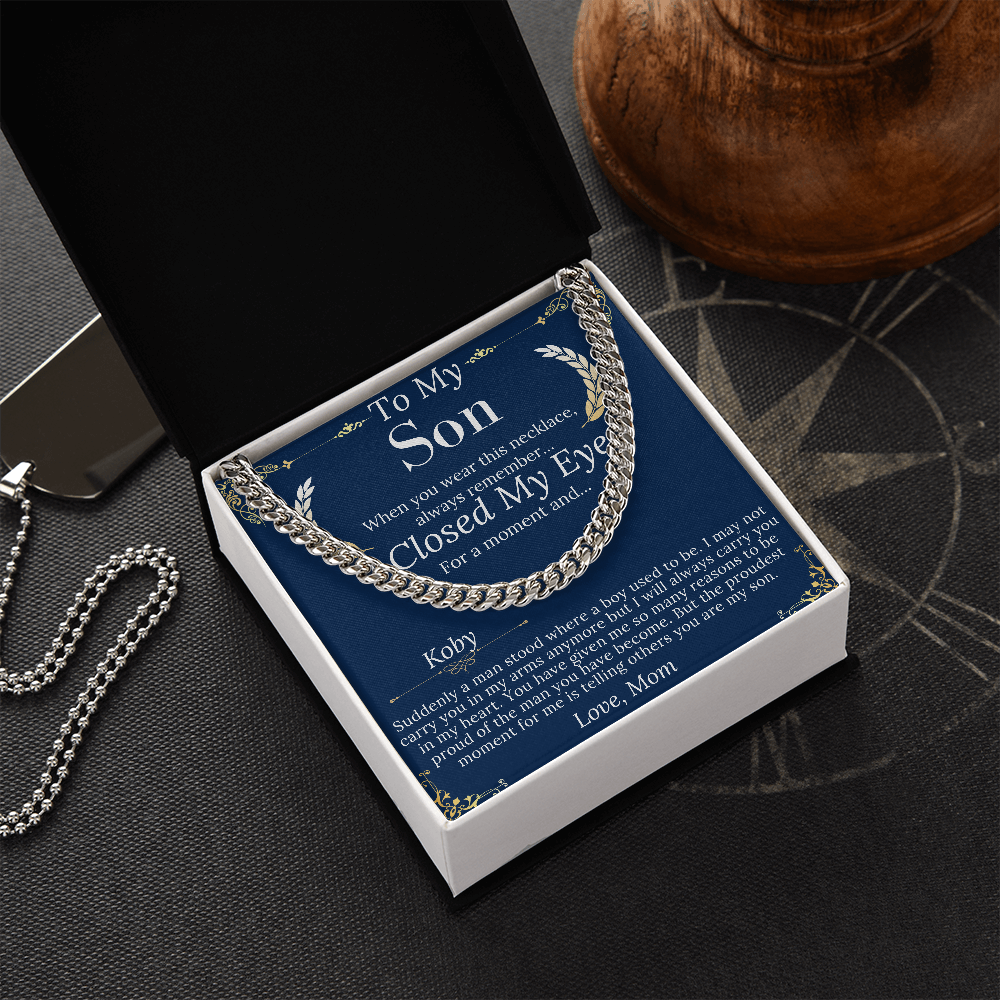 Son Christmas Gift, Sentimental Son Gifts from Mom, Son Chain Necklace, Mother to Son Gift, Son Birthday,Valentine Gifts for Son from Mother koby