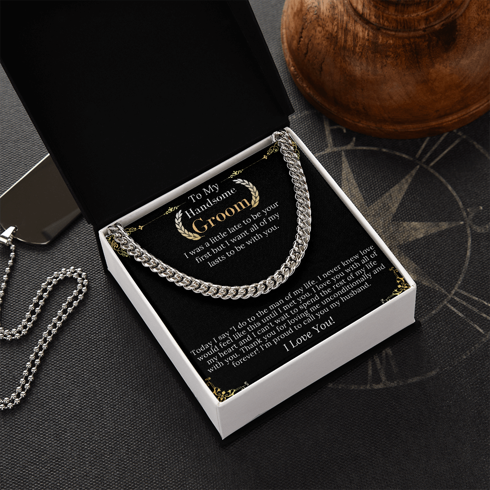 To My Groom from bride, Wedding Gift for My Man on Wedding Day, Groom Wedding Present from Bride, Necklace for men, keepsake gift for him