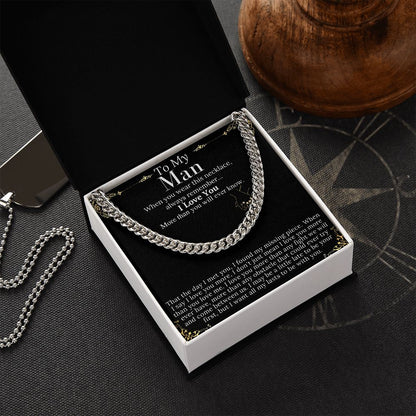 To My Man Chain Necklace for Him, Romantic Gifts for Him, Christmas Jewelry for Men, Birthday Gift for Husband, Jewelry for Him no name