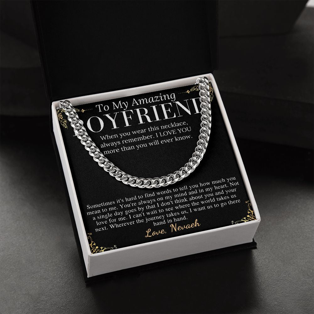 Meaningful jewelry Gift Chain Necklace For Anniversary to Boyfriend from Girlfriend with Personalized Message Card nevaeh