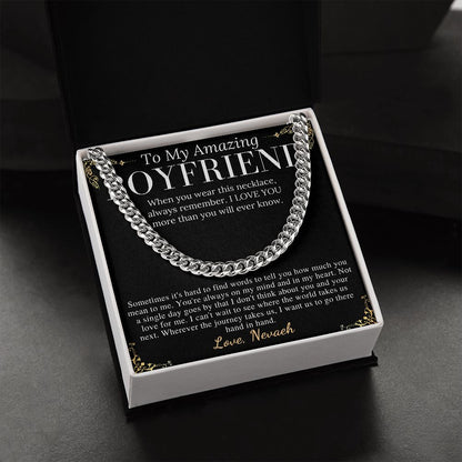 Meaningful jewelry Gift Chain Necklace For Anniversary to Boyfriend from Girlfriend with Personalized Message Card nevaeh