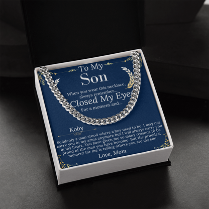 Son Christmas Gift, Sentimental Son Gifts from Mom, Son Chain Necklace, Mother to Son Gift, Son Birthday,Valentine Gifts for Son from Mother koby