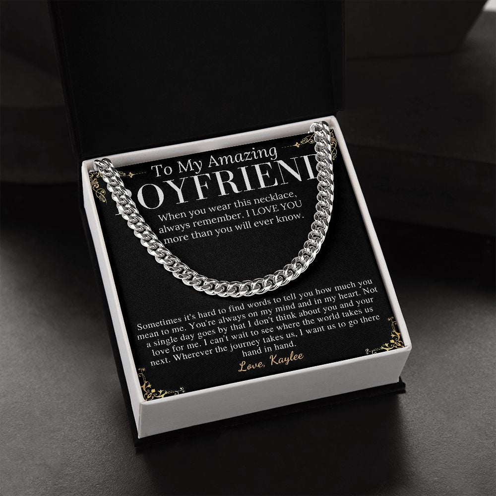 Meaningful jewelry Gift Chain Necklace For Anniversary to Boyfriend from Girlfriend with Personalized Message Card kaylee