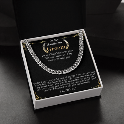 To My Groom from bride, Wedding Gift for My Man on Wedding Day, Groom Wedding Present from Bride, Necklace for men, keepsake gift for him