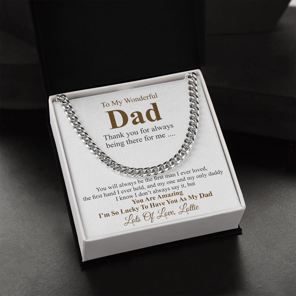 Personalized Christmas gift from daughter, Father's Day Chain Necklace, To My Dad Gift, Papa Gift, Chain For Dad, Dad Birthday Gift lottie