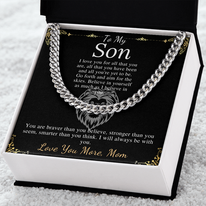 Sentimental Son Gifts from Mom, Son Chain Necklace, Mother to Son Gifts, Christmas Gifts for Son Birthday, Gifts for Son from Mother #0910 lion
