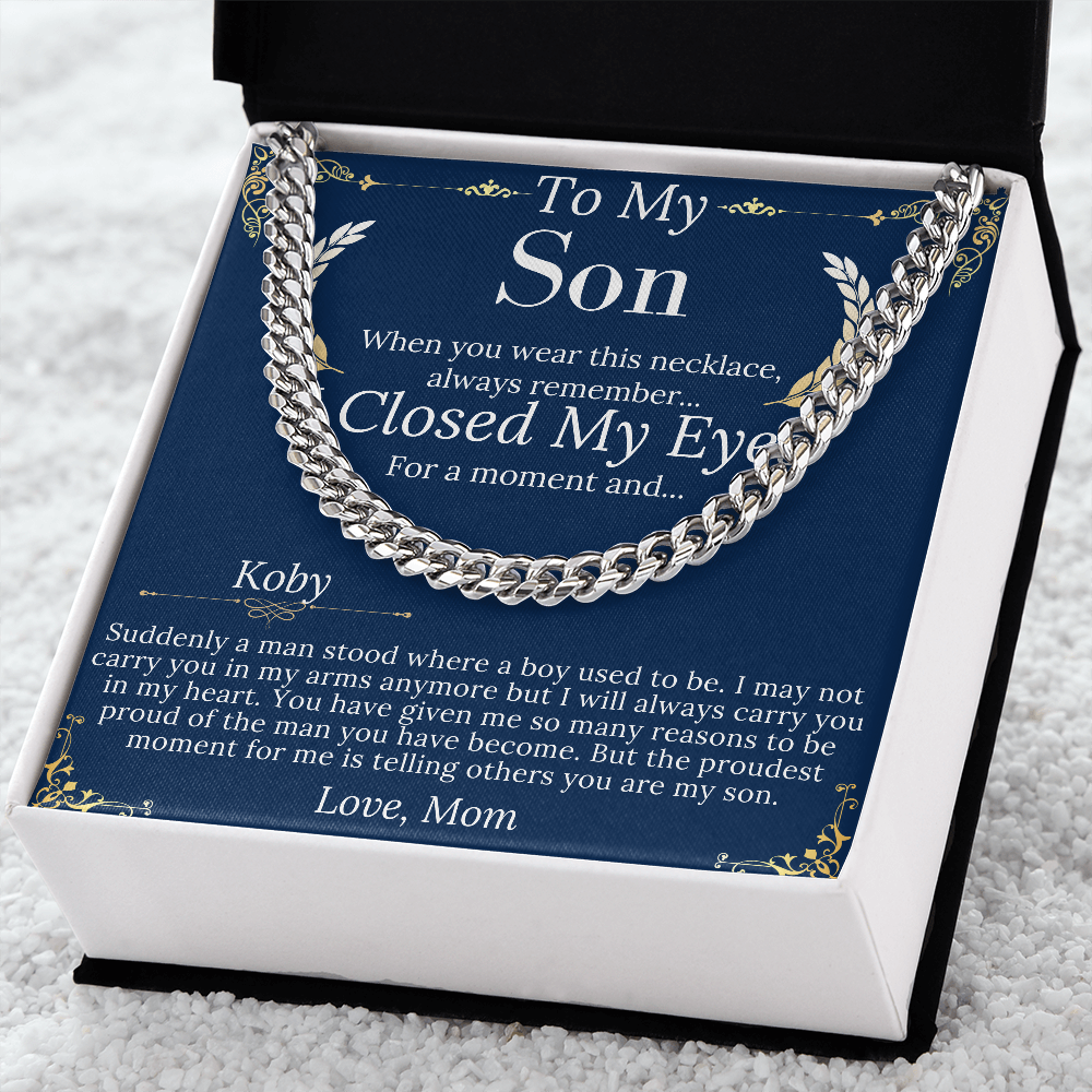 Son Christmas Gift, Sentimental Son Gifts from Mom, Son Chain Necklace, Mother to Son Gift, Son Birthday,Valentine Gifts for Son from Mother koby