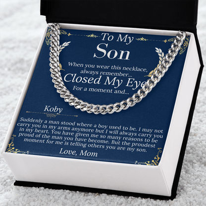 Son Christmas Gift, Sentimental Son Gifts from Mom, Son Chain Necklace, Mother to Son Gift, Son Birthday,Valentine Gifts for Son from Mother koby