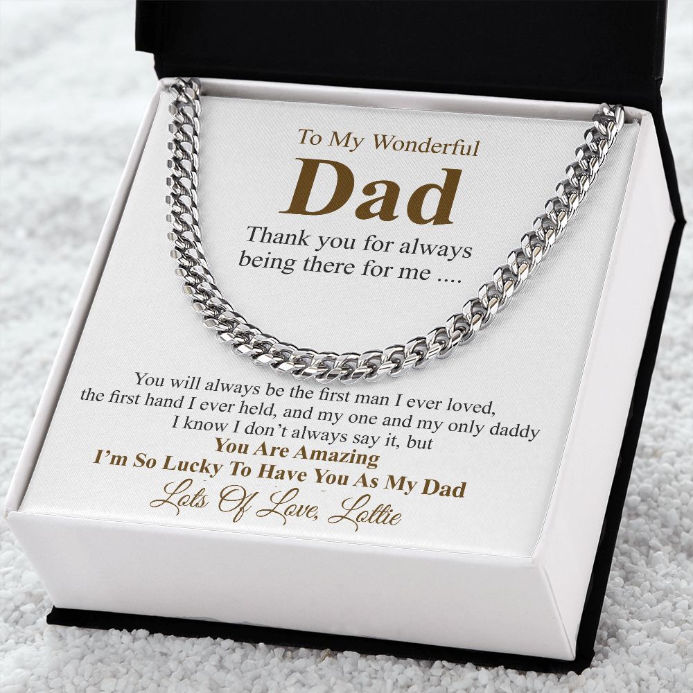Personalized Christmas gift from daughter, Father's Day Chain Necklace, To My Dad Gift, Papa Gift, Chain For Dad, Dad Birthday Gift lottie