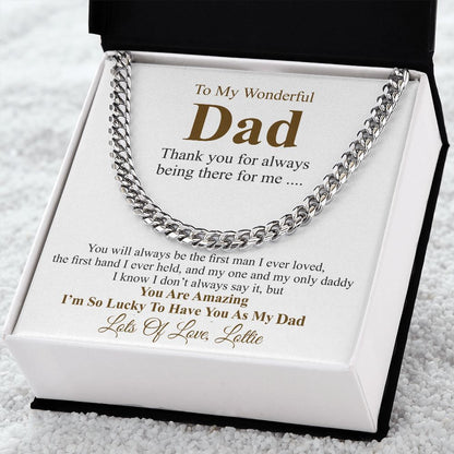 Personalized Christmas gift from daughter, Father's Day Chain Necklace, To My Dad Gift, Papa Gift, Chain For Dad, Dad Birthday Gift lottie
