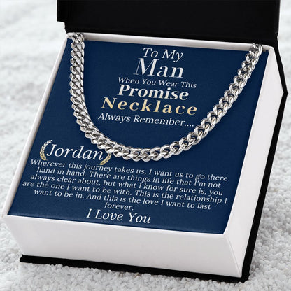 Boyfriend Promise necklace For Him, Boyfriend Christmas Gift, Mens Chain Necklace Christmas Gift For Soulmate, Husband Christmas Gift #0943 Jordan