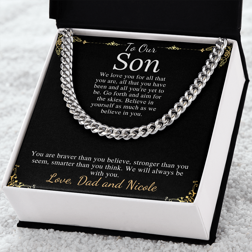 Sentimental Son Gifts from Mom, Son Chain Necklace, Mother to Son Gifts, Christmas Gifts for Son Birthday, Gifts for Son from Mother #0910 dad&nicole