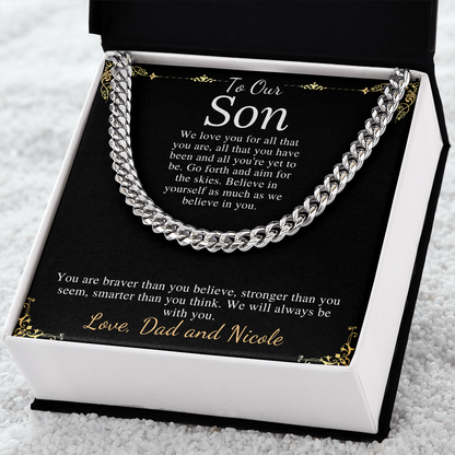 Sentimental Son Gifts from Mom, Son Chain Necklace, Mother to Son Gifts, Christmas Gifts for Son Birthday, Gifts for Son from Mother #0910 dad&nicole