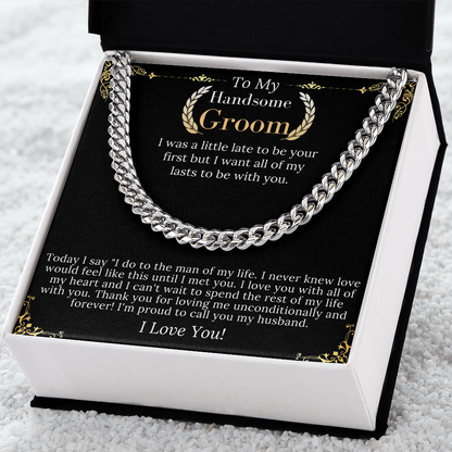 To My Groom from bride, Wedding Gift for My Man on Wedding Day, Groom Wedding Present from Bride, Necklace for men, keepsake gift for him