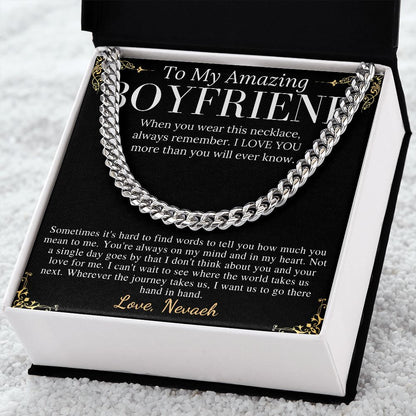 Meaningful jewelry Gift Chain Necklace For Anniversary to Boyfriend from Girlfriend with Personalized Message Card nevaeh