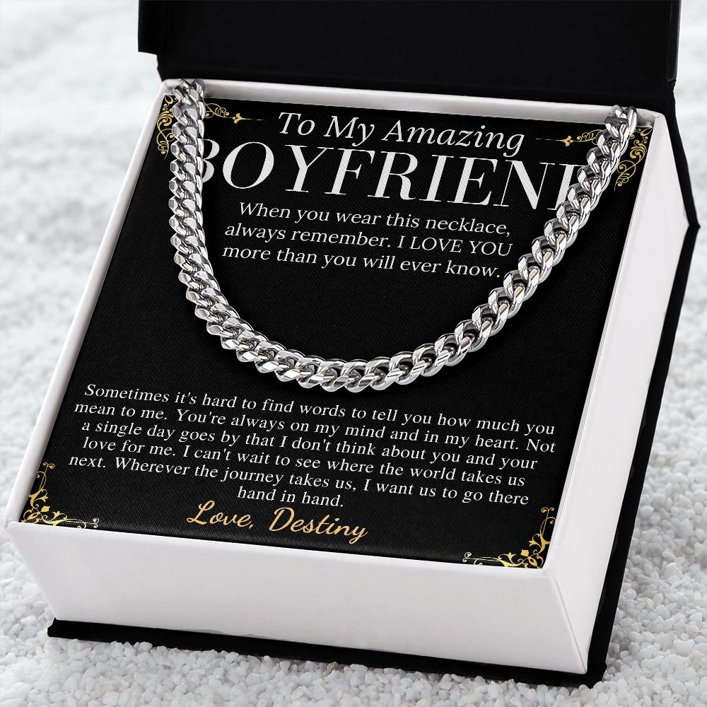 Meaningful jewelry Gift Chain Necklace For Anniversary to Boyfriend from Girlfriend with Personalized Message Card Destiny