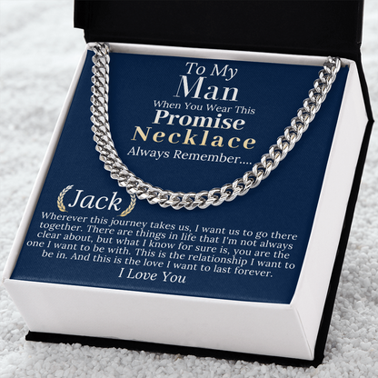 Boyfriend Promise necklace For Him, Boyfriend Christmas Gift, Mens Chain Necklace Christmas Gift For Soulmate, Husband Christmas Gift #0943 jack