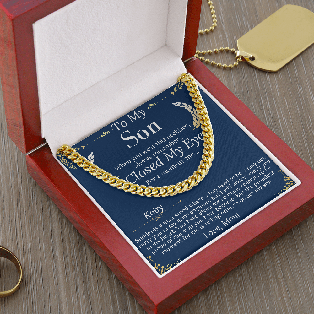 Son Christmas Gift, Sentimental Son Gifts from Mom, Son Chain Necklace, Mother to Son Gift, Son Birthday,Valentine Gifts for Son from Mother koby