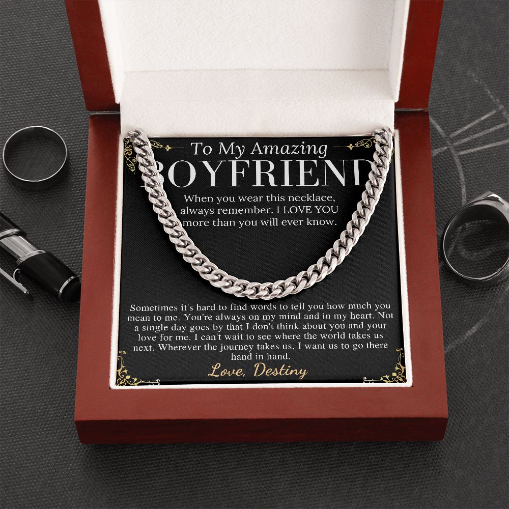 Meaningful jewelry Gift Chain Necklace For Anniversary to Boyfriend from Girlfriend with Personalized Message Card Destiny
