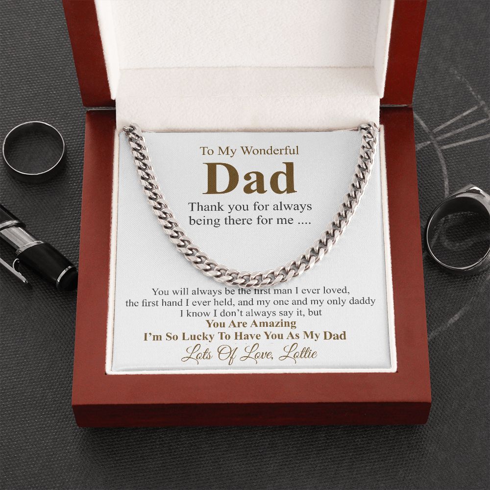 Personalized Christmas gift from daughter, Father's Day Chain Necklace, To My Dad Gift, Papa Gift, Chain For Dad, Dad Birthday Gift lottie