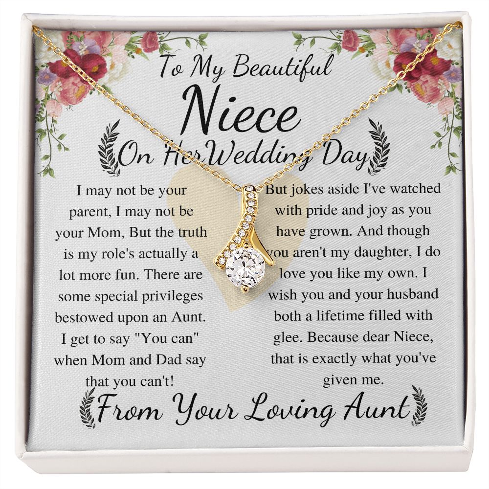 Meaningful Jewelry Gift Alluring Necklace To My Beautiful Niece From Aunt on Her Wedding Day, keepsake gift with Personalized heart touching Message Card no word cut