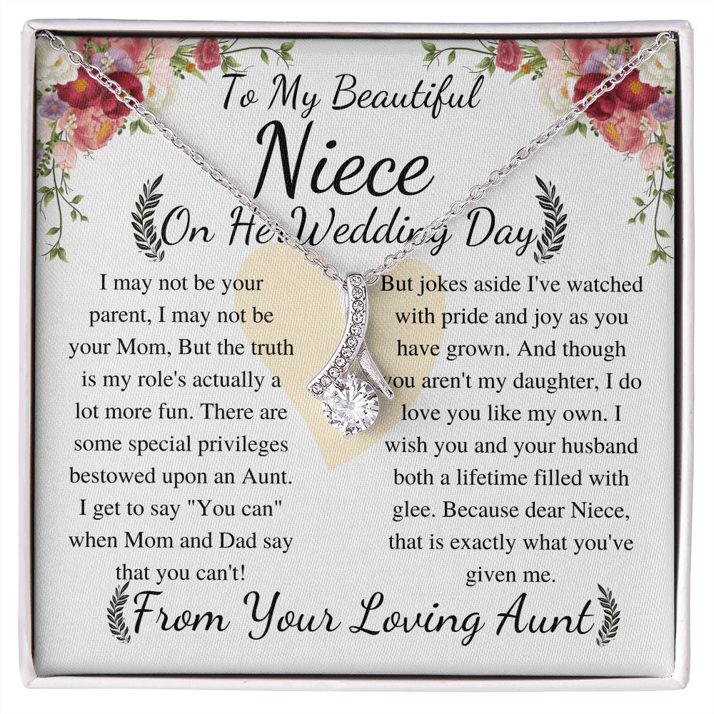 Meaningful Jewelry Gift Alluring Necklace To My Beautiful Niece From Aunt on Her Wedding Day, keepsake gift with Personalized heart touching Message Card no word cut