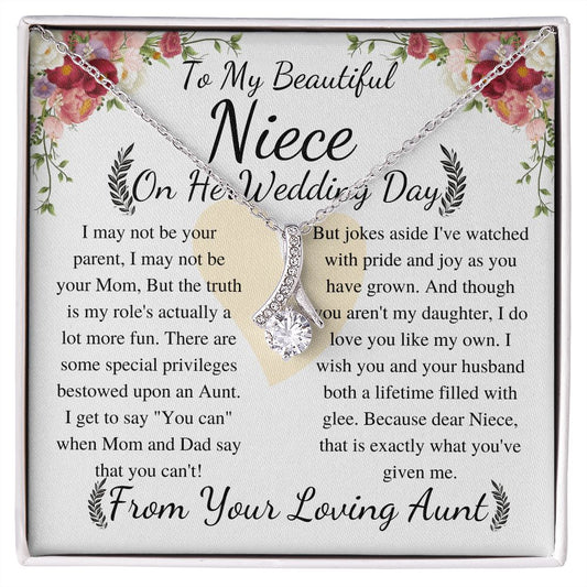 Meaningful Jewelry Gift Alluring Necklace To My Beautiful Niece From Aunt on Her Wedding Day, keepsake gift with Personalized heart touching Message Card no word cut