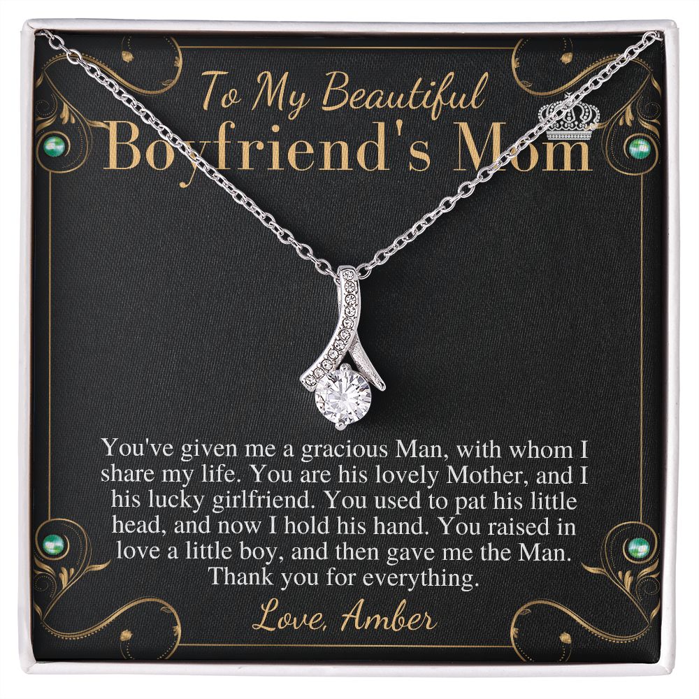 Boyfriends Mom Necklace, Gift for Boyfriend Mother, Birthday Gift, Boyfriend's Mom Christmas Gift, Mothers Day Gift, Mother In Law Gift Amber