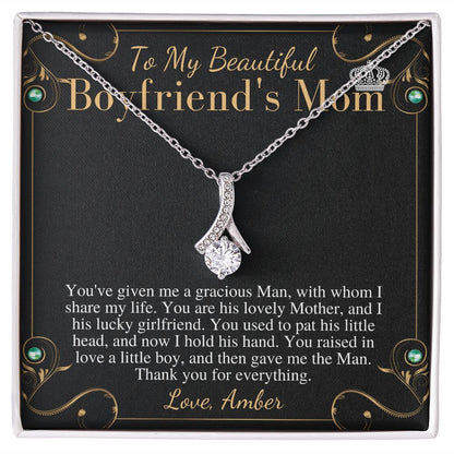Boyfriends Mom Necklace, Gift for Boyfriend Mother, Birthday Gift, Boyfriend's Mom Christmas Gift, Mothers Day Gift, Mother In Law Gift Amber