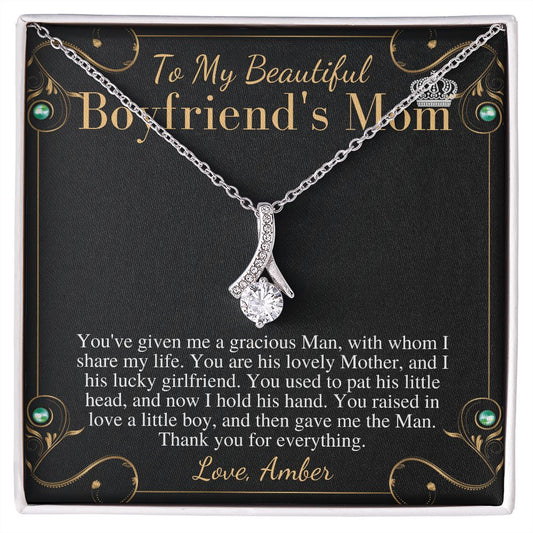 Boyfriends Mom Necklace, Gift for Boyfriend Mother, Birthday Gift, Boyfriend's Mom Christmas Gift, Mothers Day Gift, Mother In Law Gift Amber