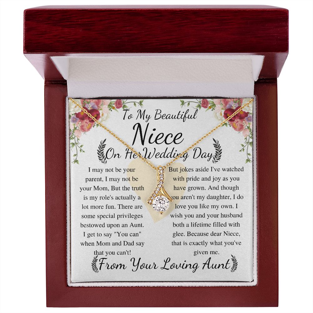 Meaningful Jewelry Gift Alluring Necklace To My Beautiful Niece From Aunt on Her Wedding Day, keepsake gift with Personalized heart touching Message Card no word cut