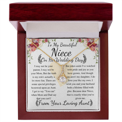 Meaningful Jewelry Gift Alluring Necklace To My Beautiful Niece From Aunt on Her Wedding Day, keepsake gift with Personalized heart touching Message Card no word cut