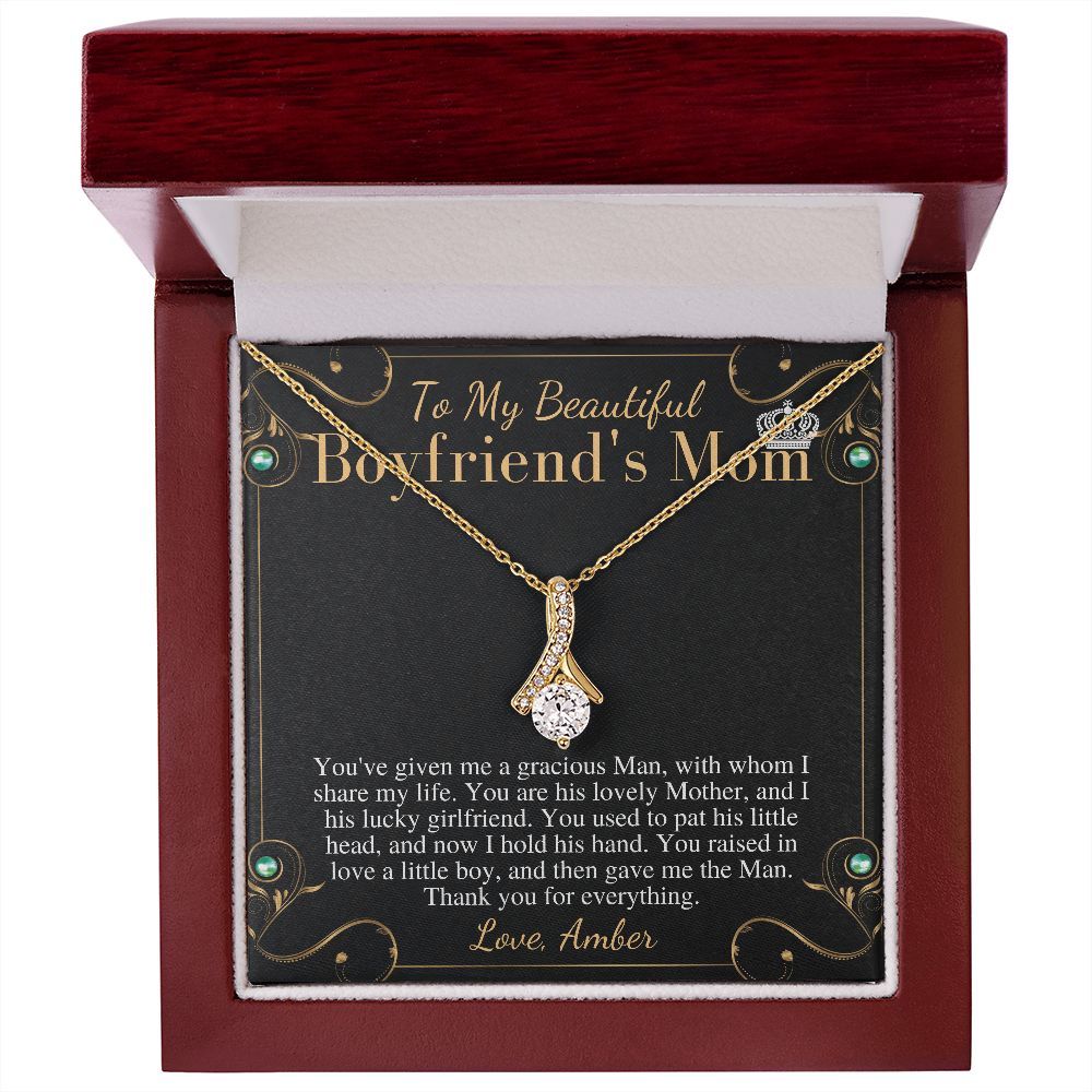 Boyfriends Mom Necklace, Gift for Boyfriend Mother, Birthday Gift, Boyfriend's Mom Christmas Gift, Mothers Day Gift, Mother In Law Gift Amber