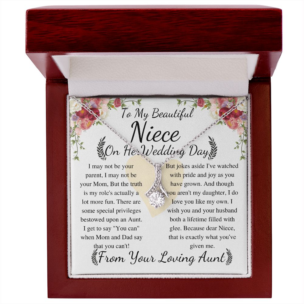 Meaningful Jewelry Gift Alluring Necklace To My Beautiful Niece From Aunt on Her Wedding Day, keepsake gift with Personalized heart touching Message Card no word cut